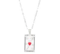Creative Tarot Cards Pendant Necklace Colorful Lucky Talisman Charm Necklace for the Lovers Gold Silver Square Red Heart Choker for Couple Valentine's Day, One Size, Zinc, No Gemstone