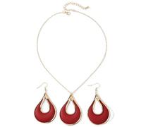 Creative Teardrop Metal Painted Necklace Earring Set Bohemian Jewelry, Zinc, No Gemstone