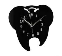 Creative Teeth Mirror Wall Clock with Quartz Silent Movement and Acrylic Backing, Stylish Addition for Contemporary Home Walls (Black)