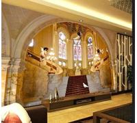 Creative Three Dimensional Golden Architecture Angel 3D Wallpaper Easy Install Feature Office Living Room Sofa Bedroom TV Background Wall Decoration-250cm×170cm