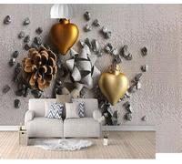 Creative Three Dimensional Golden Hanging Ball Art 3D Wallpaper Luxury Home Dining Decor Paste Sofa Living Room The Wall for Bedroom Mural-200cm×140cm