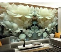 Creative Three Dimensional Jade Carving Lotus Flower Art 3D Wallpaper Easy Install Feature Office Living Room Sofa Bedroom TV Background Wall Decoration-150cm×105cm