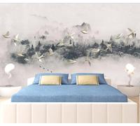 Creative Three Dimensional Mountain Peaks Forest Flying Birds 3D Wallpaper Premium Textured Silk Study Dining Living Room Bedroom Sofa TV Wall Easy Install-250cm×170cm