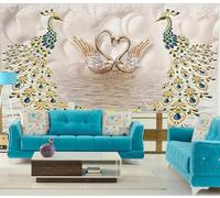 Creative Three Dimensional Peacock Swan Art 3D Wallpaper Easy Install Feature Office Living Room Sofa Bedroom TV Background Wall Decoration-350cm×256cm