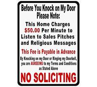 Creative Tin Sign Before You Knock On My Door Sign No Solicitation Funny Novelty Metal Sign Retro Wall Decor for Home Gate Garden Bars Restaurants Cafes Office Store Pubs Club Sign Gift 8 X 12 inch