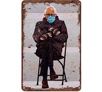 Creative Tin Sign Bernie Sanders Sitting with Mittens Funny Metal Sign Retro Wall Decor for Home Cafes Office Store Pubs Club Sign Gift 20 x 30 CM Plaque Tin Sign CF-41901