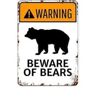 Creative Tin Sign Beware of Bears Funny Novelty Metal Sign Retro Wall Decor for Home Gate Garden Bars Restaurants Cafes Office Store Pubs Club Sign Gift 6 X 8 inch