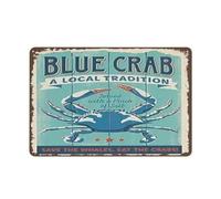 Creative Tin Sign Blue Crab Funny Novelty Metal Sign Retro Wall Decor for Home Gate Garden Bars Restaurants Cafes Office Store Pubs Club Sign Gift,Summer Door Decor Gifts For Friend 5.5x8 inch