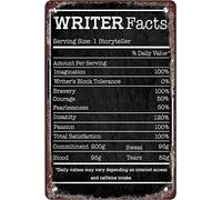 Creative Tin Sign Writer Facts Metal Tin Sign Funny Novelty Metal Sign Retro Wall Decor for Home Gate Garden Bars Restaurants Cafes Office Store Pubs Club Sign Gift 8x12 Inch