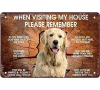 Creative Tin Signs When Visiting My House Please Remember Labrador Retriever Wreath Sign Funny Novelty Metal Sign Retro Wall Decor for Home Gate Garden Bars Restaurants Cafes Sign Gift 12x8 Inch