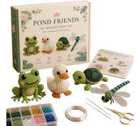Creative Tiny 3D Beaded Animal DIY Kit, 4er Set 3D Perlentiere Bastelset, Perlen-Tier-Bastelset mit Anleitung, 3D Tiere basteln für Bastelbegeisterte, DIY Geschenkidee (Pond Friends)