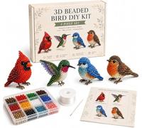 Creative Tiny 3D Beaded Animal DIY Kit, 4er Set 3D Perlentiere Bastelset, Perlen-Tier-Bastelset mit Anleitung, 3D Tiere basteln für Bastelbegeisterte, DIY Geschenkidee (Sky Partner)