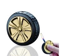 Creative Tire Lighter, Inflatable and Refillable Butane Soft Flame, Cool Windproof Butane Lighter, Unique Men's Gift, Suitable for Camping, Barbecue, Outdoor Indoor (No Gas) Gold