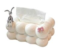 Creative Tissue Box, Tissue Holder, Plastics Cloud Shape Tissue Box, Paper Towel Dispenser, Modern Light Luxury Tissue Box with Rabbit Decor, for Car Bathroom Living Room Home Paper Storage (White)