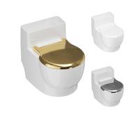 Creative Toilet Shape Ashtray - Wall-Mounted Ashtray with Lighter and Cigarette Box Holder, Funny Ashtray with Lid and Detacheable Inner Liner, Ash Holder for Bathroom, Smoking Room (Gold)