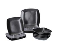 Creative Tops 12PC Dinner Set Black Bowls Plates Side Plates Ceramic Dinnerware