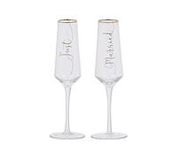 Creative Tops Ava & I Champagne Flute Wedding Gift Set, Glass, 250 ml (Set of 2 'Just Married' Champagne Glasses)
