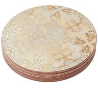 Creative Tops Cork Backed Coasters Set with Printed 'Gold Impressions' Design, Round, Gold / Grey, 12 cm, Set of 4