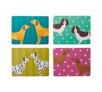 Creative Tops Dog Print Set of 4 Rectangle Placemats cork back Heat-Resistant Stain-Resistant Surface Protector to 120°C Luxury Lacquered Surface Easy Wipe Clean Qirky Multicolour Mats 30 x 22 cm