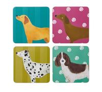 Creative Tops Dog Prints Set Of 4 Square Coasters, 10.5 x 10.5 x 2CM