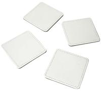 Creative Tops Drink Coasters, Square, Faux Leather, Silver, 10 cm, Set of 4