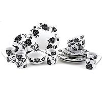 Creative Tops DSC1105 16-Piece Vivienne Dinner Set - White/Black, Service for 4 - 0 - 0 - Dinner Set