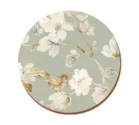 Creative Tops Duck Egg Floral Bird Cork - Backed Premium Round Placemats, Multi-colour, Set of 4