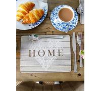 KitchenCraft Everyday Home Placemats, Non-Slip Heat Resistant Cork Placemats with Wooden Design, 29 x 21.5cm, Set of 4, Yellow