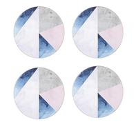 Creative Tops ‘Geometric Palette’ Printed Round Cork-Backed Drinks Coasters, 12 cm - Blue / Grey (Set of 4)