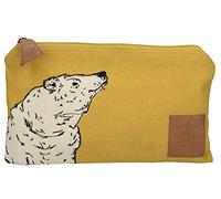 Creative Tops “Into the Wild” Bear- Print 9 x 5 ½” 100% Cotton Decorated Canvas Bag/Pencil Case - Yellow
