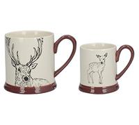 Creative Tops Into The Wild 'Little Explorers' Parent and Child Ceramic Printed Mugs - 'Stag and Fawn' (Set of 2)