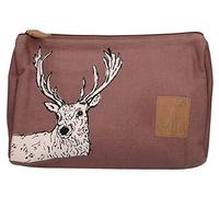 Creative Tops “Into the Wild” Stag- Print 26 x 17 cm 100% Cotton Decorated Canvas Bag/Pencil Case - Red/Purple