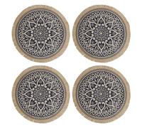 Creative Tops Natural Mandala Print Biodegradable Hessian Round Table Mats x 4