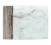 Creative Tops Premium Glass Work Surface Protector, White Marble & Wood Design Creative Tops White