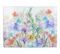 Creative Tops Premium Glass Worktop Saver, Kitchen Surface Protector with 'Meadow Floral' Design, 40 x 30cm, Multi-Colour