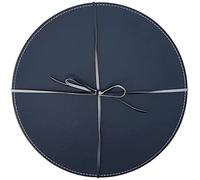Creative Tops Round Placemats, Faux Leather, Grey/Navy, 29 cm, Set of 4 Table Mats