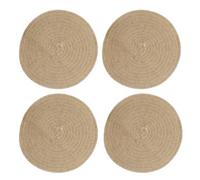 Creative Tops Set Of 4 Jute Placemats, Natural Hessian Round Table Mats, 38Cm