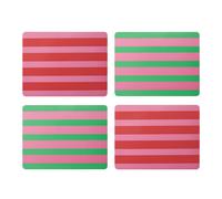 Creative Tops Set of 4 Pink and Green Striped Placemats, Cork Backed 30 x 22cm - Pink - Cork - Placemats and Coasters