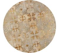 Creative Tops Cork-Backed Round Placemats Set of 4, 29cm , Table Mats with Printed Gold Impressions Design Coasters, Gold / Grey