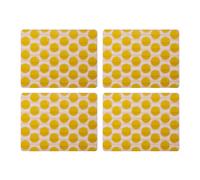 Creative Tops Set of 4 Spotty Yellow Placemats, Rectangle Cork Backed 30 x 22cm - Yellow - Cork - Placemats and Coasters