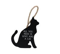 Creative Tops Tails & Treats All You Need Is Love And A Cat Sign, Wood, Black, 11.000 x 5.000 x 10.000 cm