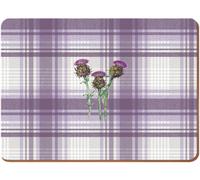 Creative Tops Thistle Cork-Backed Large Premium Placemats, 4 - Purple & Grey