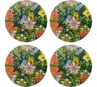 Creative Tops Tropical Floral Set Of 4 Round Placemats Printed cork back Heat-R