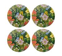 Creative Tops Tropical Floral Set Of 4 Round Placemats Printed cork back Heat-Resistant Stain-Resistant Surface Protector to 120°C Luxury Lacquered Surface Easy Wipe Clean, 29 cm