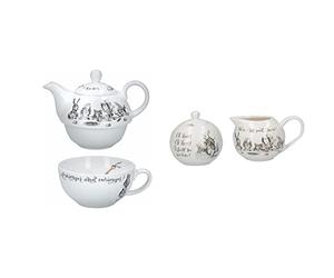 Creative Tops V&A Alice in Wonderland Teapot, Cup, Milk Jug & Sugar Bowl Gift Set, Fine China
