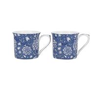 Creative Tops V&A MGB1979 Wild Tulip Mugs in Gift Box, Fine Bone China, Blue/White, 300 ml, Set of 2