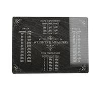 Creative Tops 'Slate Effect - Weights and Measures' Glass Worktop Saver with Printed Conversions, 40 x 30 cm (15.5" x 12") - Black