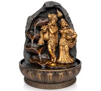 Creative Touch Divine Love Radha Krishna Indoor Tabletop Water Fountain | Radha Krishna Design, 29cm, Cascading Waterfall, Warm LED Light, Gold-Effect Detailing, USB Powered