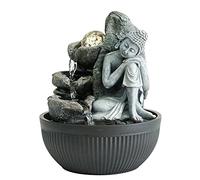Creative Touch Fountain Edition Harmony Buddha Indoor Tabletop Water Fountain with Colour-Changing LED Light & Spinning Glass Ball, USB Zen Water Feature for Home, Office & Meditation, 25cm