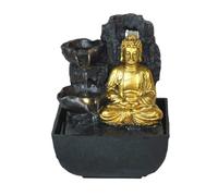 Creative Touch Mini Majestic Golden Buddha Indoor Water Fountain with LED Light | Size 13.3 * 13.3 * 18 Cm | USB & 3 Pin UK Plug Included |